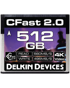 Delkin Devices 512GB CFast 2.0 Memory Card (560MB/s Read 495MB/s Write)