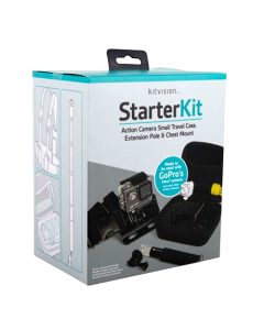 Kitvision Action Camera Travel Case, Chest Mount and Small Extension Pole Kit