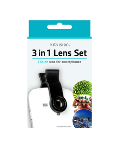 Kitvision 3-in-1 Clip Lens Set for Smartphones (Macro, Fisheye & Wide-Angle)