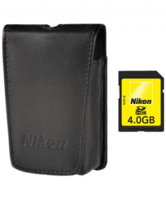 Nikon Coolpix 4GB SD Card & Small Leather Case Kit For S Series