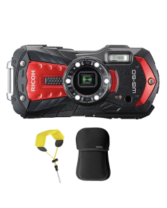 Ricoh WG-60 Tough Waterproof Digital Camera Case and Strap Bundle: Red