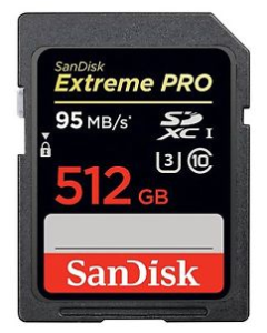 Sandisk Extreme Pro SD Class 10 95MB/s Memory Card: 512GB