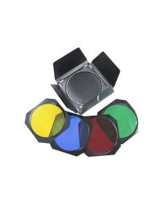Phottix S-Type 18cm Barndoors with Honeycomb Grid and Gel Set for 7" Reflectors