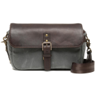 ONA Bowery Dark Truffle Leather And Smoke Canvas Messenger Bag